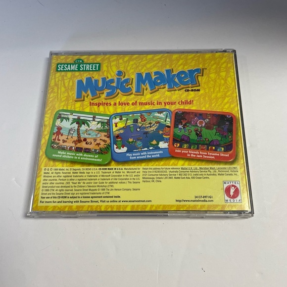 Vintage 1999 Sesame Street PC CD-ROM Music Maker Software Education Mattel Media - Picture 2 of 3